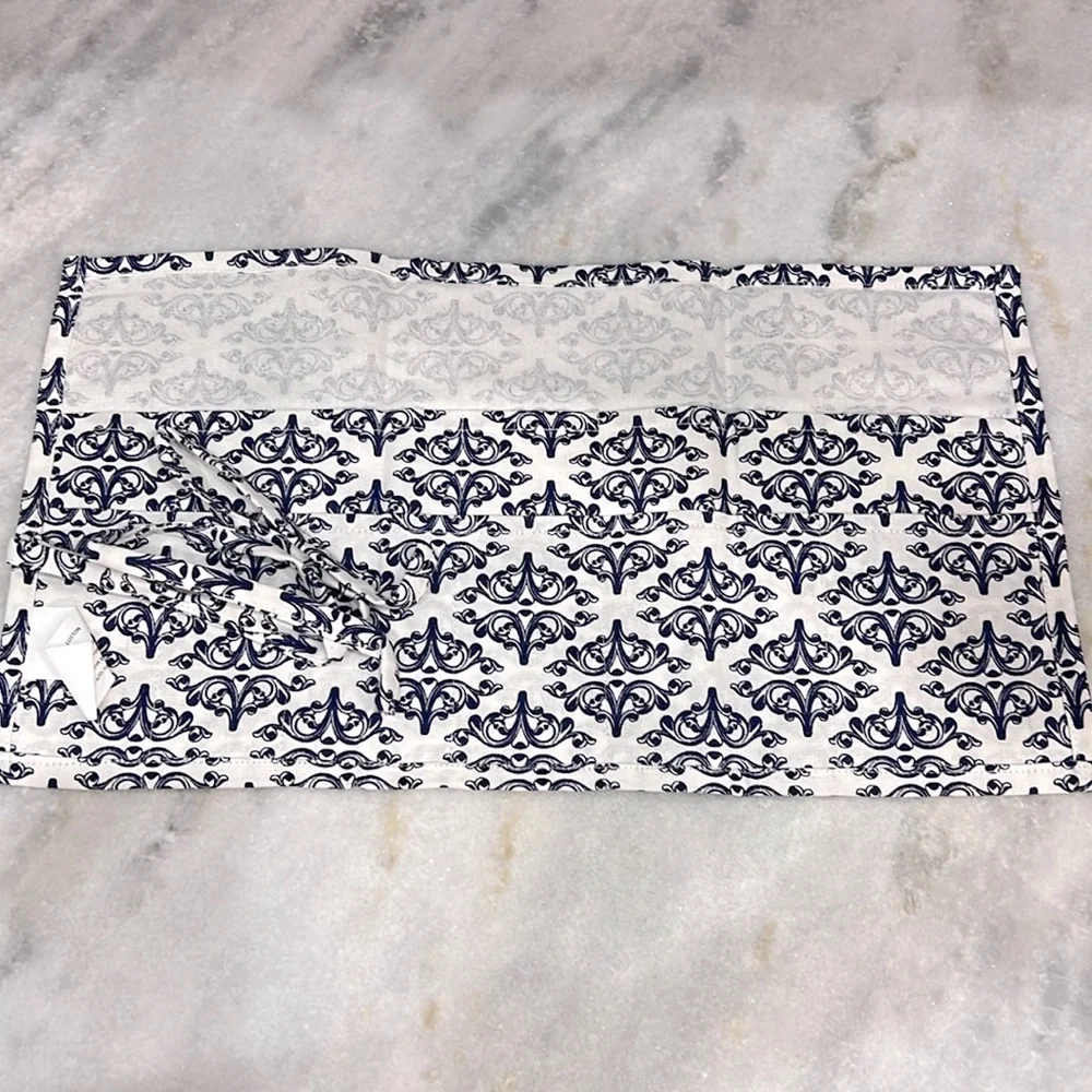 Tri Fold 12 Pocket Navy and White Damask Travel Organizer NEW!